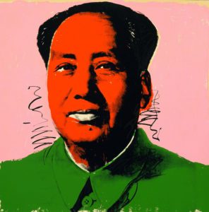 Mao Tse-Tung by Andy Warhol. Mao Tse-Tung's face is red, the background is pink and the clothes are green.One from a portfolio of ten screenprints, composition and sheet: 36 x 36' (91.4 x 91.4 cm). Published in 1972 by Castelli Graphichs and Multiples, Inc., NY. Edition: 250. 