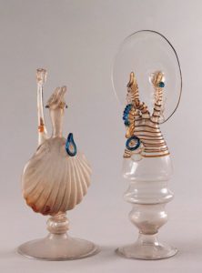 Murano glass oil lamps, first half of the 17th century