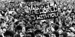 Dimostrazioni per Nelson Mandela anni 80