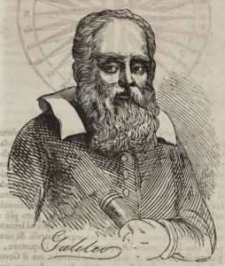 Portrait of the Italian astronomer Galileo Galilei (1564-1642), illustration from Teatro universale, Raccolta enciclopedica e scenografica, No 71, November 7, 1835
