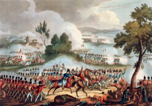 Falange sinistra dell'esercito britannicodurante la battaglia di Waterloo 18 giugno 1815. La battaglia che segno la definitiva sconfitta di Napoleone Bonaparte e la fine del suo impero.