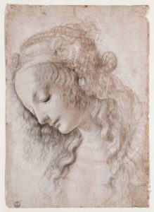 Leonardo da Vinci, Testa femminile n. 428 E Gabinetto dei Disegni e delle Stampe degli Uffizi, Firenze Italia
