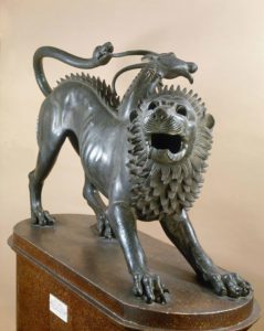 Etruscan art Chimera of Arezzo (front view) Archaeological Museum - Florence Italy