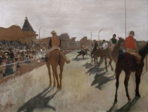 Edgar Degas, Jockeys in Front of the Stands. 1866-1868. Musee d'Orsay - Paris France