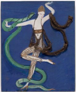 Florine Stettheimer, Disegno per i costumi (Euridice e il serpente) per il balletto artistico 'Orphee of the Quat-z-arts', 1912 ca. Museum of Modern Art (MoMA), New York, USA