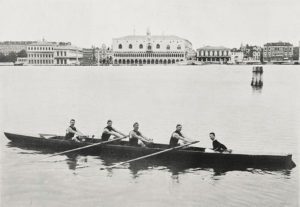 Paolo Salviati, Crew from the Bucintoro club from Venice in their canoe, Italy, winners at the Olympic Games in Athens, April 24, 1906. -BA35043