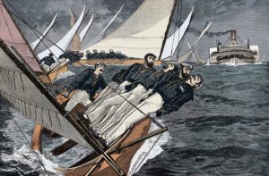 Yacht racing on the Delaware river, Unites States of America, illustration from The Graphic, Biblioteca Ambrosiana – Milan Italy