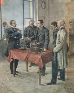 Achille Beltrame, Guglielmo Marconi testing the wireless telegraphy across the English Channel.