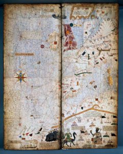 Abraham Cresques, Pagina dell'Atlante catalano di Carlo V di Francia, 1375 circa Bibliotheque Historique de la Ville de Paris - Parigi