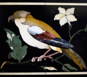 Parrot and flower, furniture with a decoration in semi-precious stones Opificio delle Pietre Dure - Florence Italy