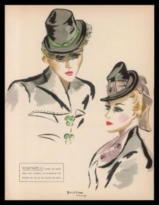 Due cappelli disegnati dall'eccentrica e inventiva Elsa Schiaparelli. Mary Evans Picture Library, Londra, Gran Bretagna