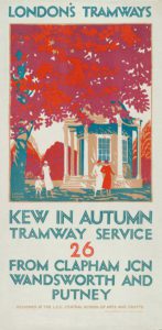 Kew in Autumn, Tramway Service 26 da Clapham Junction, Wandsworth e Putney ', London County Council (LCC) Poster dei tram, 1925. London Metropolitan Archives (City of London) - Londra