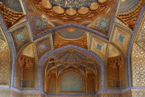 Ak-Sarai Mausoleum, (White Palace), Samarkand, Uzbekistan colorful decorare