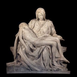 Michelangelo's Pieta, 1498.1499, Carrara marble masterpiece of Renaissance sculpture by Michelangelo Buonarroti,