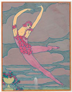 Georges Lepape, Il ballerino Vaslav Nijinsky in 'Le Spectre de la Rose'. 1911