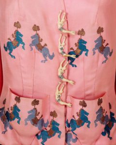 Elsa Schiaparelli, The Circus Collection. Detail. Silk twill, fastened with cast metal buttons.