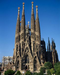 The facade the Sagrada Familia in Barcelona - Antoni Gaudi architect