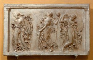 Relief with three dancing maenads. Galleria degli Uffizi, Florence, Italy