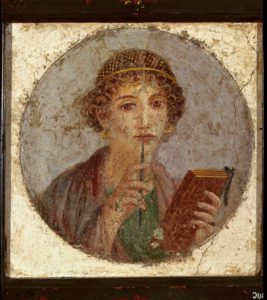Arte romana Ritratto di fanciulla, 'La poetessa di Pompei' o Saffo Museo Archeologico Nazionale – Napoli Italia