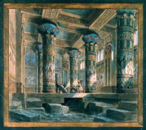Set design by Philippe Chaperon,1901. Design for Aida, Act IV, scene II, the Temple and crypt of Vulcano -DA09941