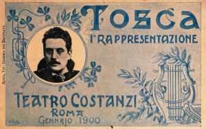 Postcard created for the occasion of the premiere of Tosca, opera by Giacomo Puccini, at the teatro Costanzi of Roma January of 1900 - DA41087