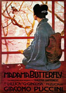 Poster for Madame Butterfly, opera by Giacomo Puccini (1858-1924). Giacomo Puccini's birthplace museum - Puccini Foundation - Lucca Italy