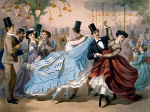 Print of a french line dancing of the XIX Century. Musee Carnavalet, Paris , France
