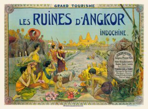 Manifesto francese che pubblicizza i templi di Angkor in Indocina. 1911. Litografia a colori.