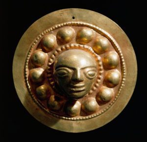 Pre-Columbian civilization Golden disc with a face in relief