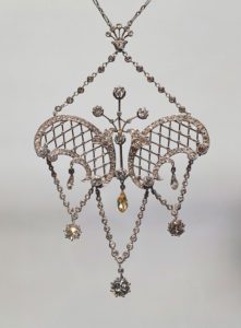 Oreficeria Lavalliere di diamanti edoardiani XIX secolo