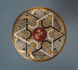 Goldsmith's art, Italy, 16th century. Gasparo Miseroni (active around 1550-1575), Cup in rock crystal and enamelled gold. Height 22.5 cm. Detail of the openwork gold lid - DA54337