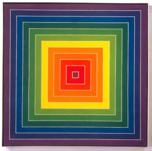 Frank Stella, Singoli quadrati concentrici (dal viola al rosso , viola a metà), 1974. The Archive of Frank Stella, New York