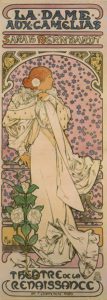 Alphonse Mucha, La Dame aux camelias, Sarah Bernhardt, 1896. affiche