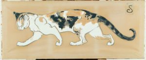 Teofilo Alexandre Steinlen, Il gatto; Le Chat. Guazzo e matita su carta marrone