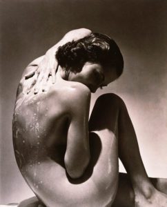 nude seated woman washing her back fine photograph by Steichen 1930s