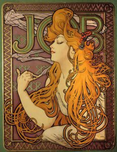Alphonse Mucha, Pubblicità per la marca di cartine per sigarette "Job". 20 ° secolo