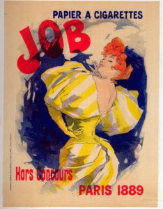 Reproduction of a poster advertising Job cigarette paper - Affiche pour le papier a cigarettes Job, 1889 - Illustration de Jules Cheret