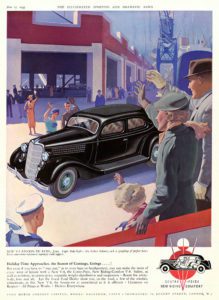 Ford V 8 berlina annuncio 1935. Pubblicità per Ford Motor Company Limited, Pubblicità su The Illustrated Sporting and Dramatic News, 17 maggio 1935 - E226149