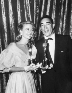 Description: 29Th Annual Academy Awards 1956. Dorothy Malone, Best Actress In A Supporting Role For "Written On The Wind". Anthont Quinn, Best Actor In A Suppoerting Role For "Lust Of Life".. Year: 1956. Stars: Dorothy Malone; Anthony Quinn - X016577