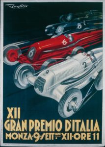 Posters, Italy, 20th century. Twelfth Italian Grand Prix at Monza, September 9, 1934. Illustration by Plinio Codognato