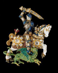 Garter Insignia of the Earl of Northampton. Pendant detail showing St George and the Dragon, London, England, AD 1628.