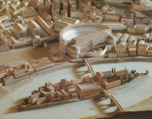 The theater of Marcellus and the Tiber Island in the reconstructed scale model of ancient Rome by Italo Gismondi - SC00090