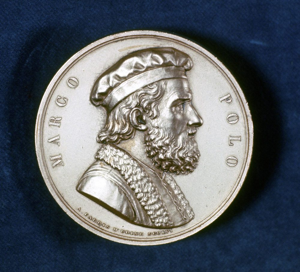 Medaglia con ritratto di Marco Polo. Science Archive, Oxford, Gran Bretagna