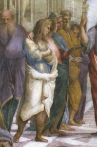 Michelangelo, Scuola di Atene. Particolare. Stanza della Segnatura, Vaticano, Città del Vaticano. Foto Scala, Firenze