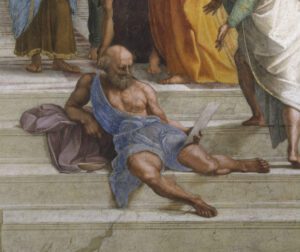 Michelangelo, School of Athens. Details. Stanza della Segnatura, Vatican, Vatican City. Photo Scala, Florence