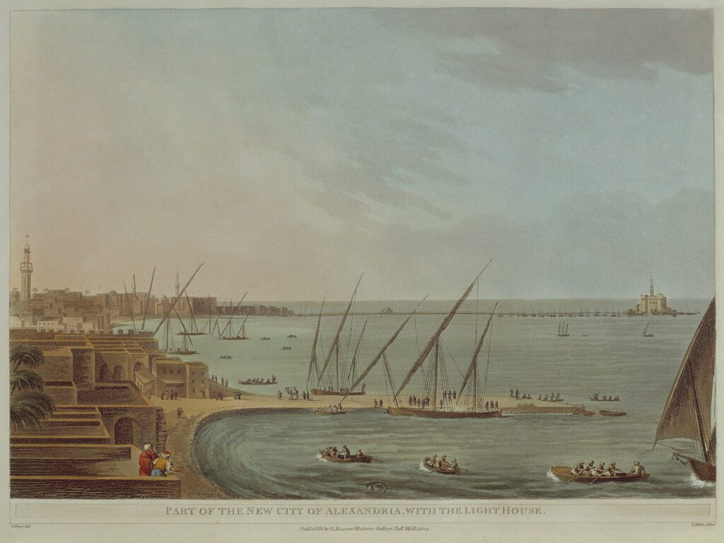 Veduta di Alessandria con il faro, da Vedute d'Egitto di Luigi Mayer, 1802 Incisione - DA30096