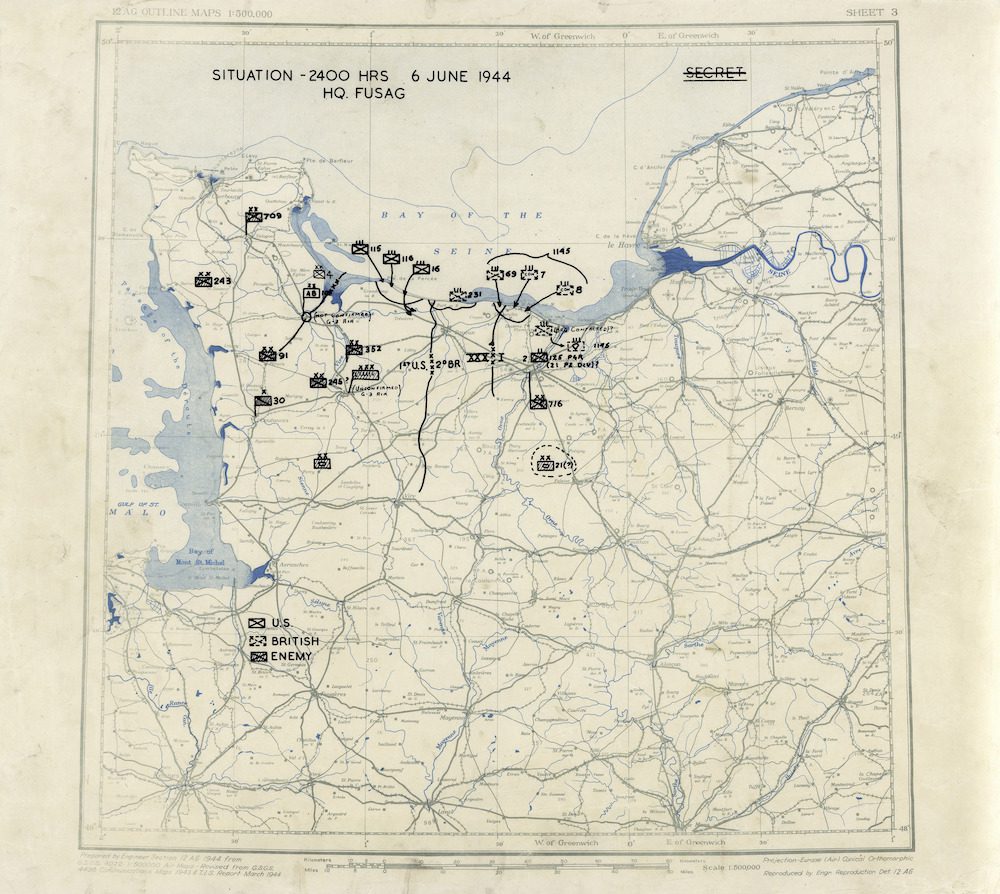 SP24466 - Mappa militare dell’operazione in Normandia.  