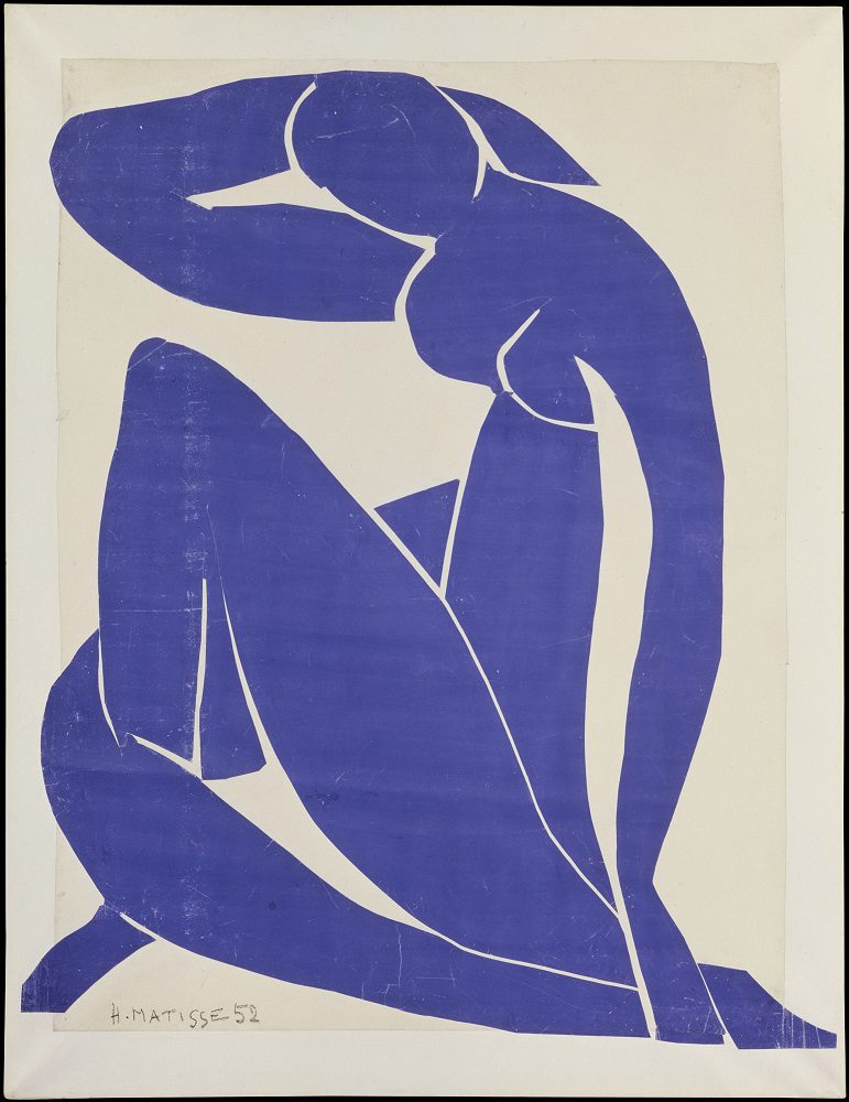 Image of Henri Matisse's artwork entitled
Nu bleu II (Blu Nude II) 1952, Musée National d'Art Moderne - Placed at Centre Pompidou, Paris, France - RM03918