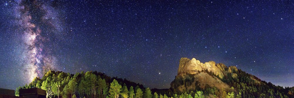 The Milky Way above Mount Rushmore.