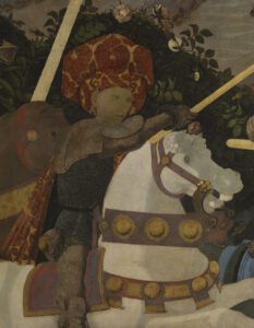 Detail Niccolò Mauruzi da Tolentino at the Battle of San Romano, probably about 1438-40. National Gallery, London, Great Britain - NG02732